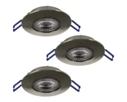 LED Einbauleuchte Eglo ZUJAR LED 5 W 600 lm 2700 K 3-flammig Ø 85 mm nickel-matt IP 20 3 Stück ( 75765 )