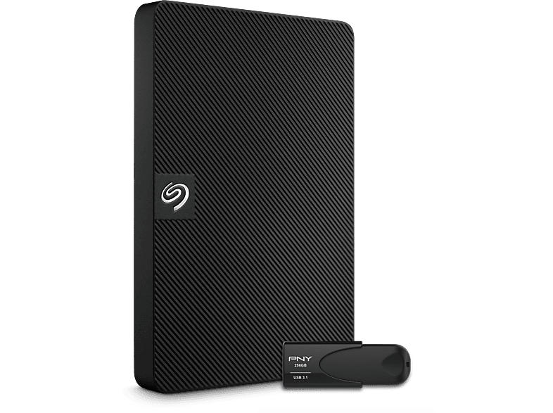 Seagate 4 TB Expansion Portable HDD Festplatte mit 256 GB PNY USB-Stick - Schwarz