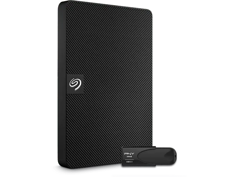 SEAGATE 4 TB Expansion Portable HDD Festplatte mit 256 GB PNY USB-Stick - Schwarz