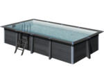 Hornbach Aufstellpool WPC-Pool-Set Gre eckig 606x326x124 cm inkl. Sandfilteranlage, Skimmer, Leiter, Filtersand & Bodenschutzvlies grau