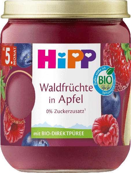 Hipp Früchte Waldfrüchte in Apfel, 5. Monat, 160 g