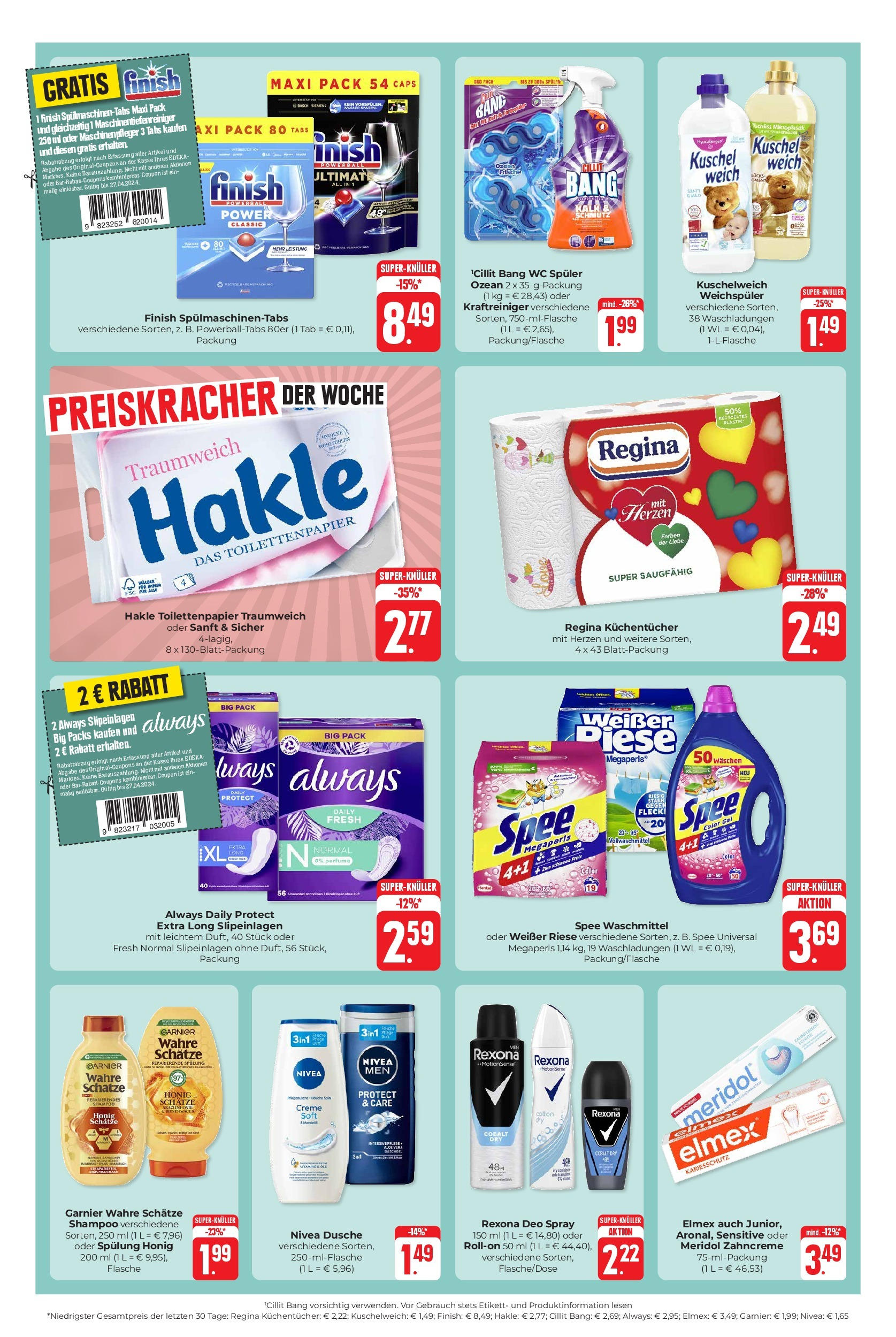 OFFERS - Hieber's Frischecenter: Meine Woche (ab 21.04.2024) zum Blättern | Seite: 12 | Produkte: Shampoo, Creme, Waschmittel, Spülmaschinentabs