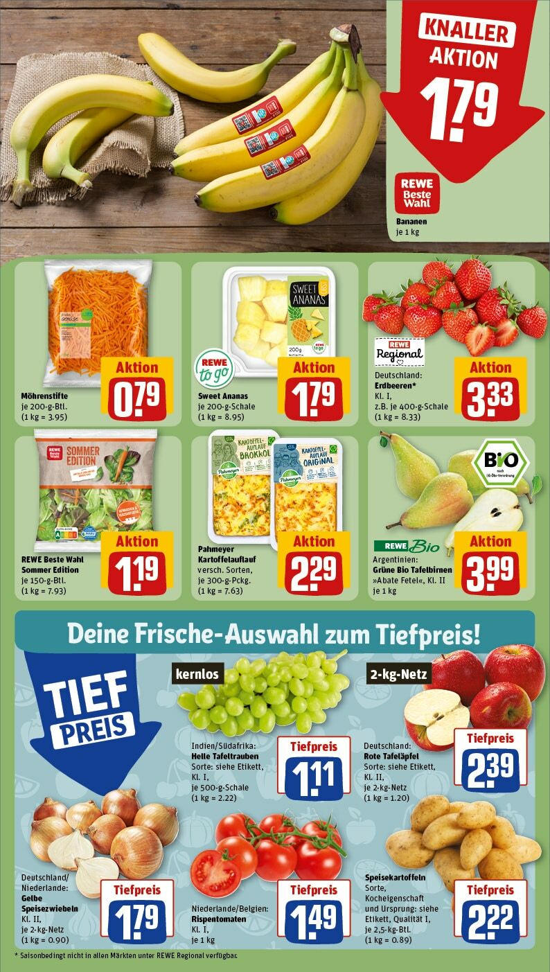 Rewe Prospekt 	 (ab 22.04.2024) zum Blättern » Angebote | Seite: 8 | Produkte: Bananen, Ananas