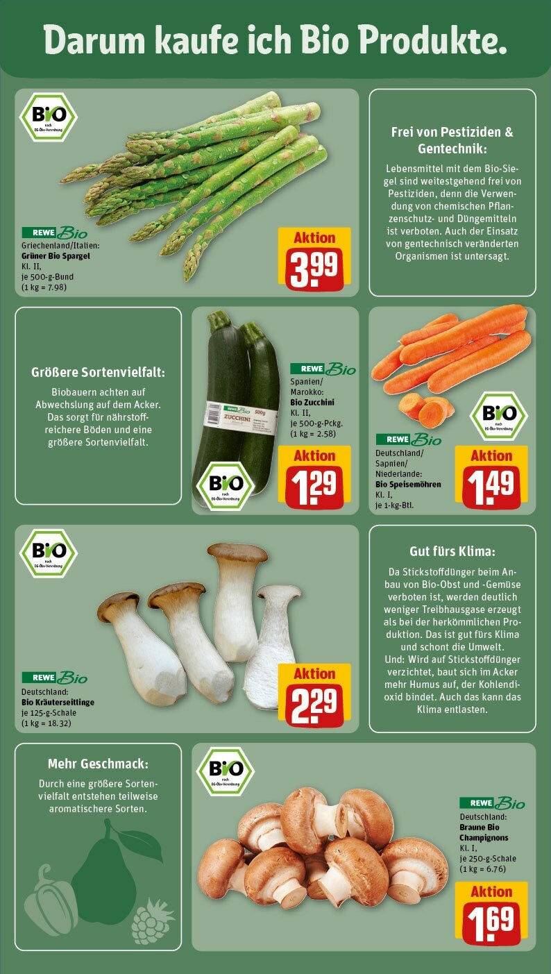 Rewe Prospekt 	 (ab 22.04.2024) zum Blättern » Angebote | Seite: 11 | Produkte: Spargel, Champignons, Gemüse