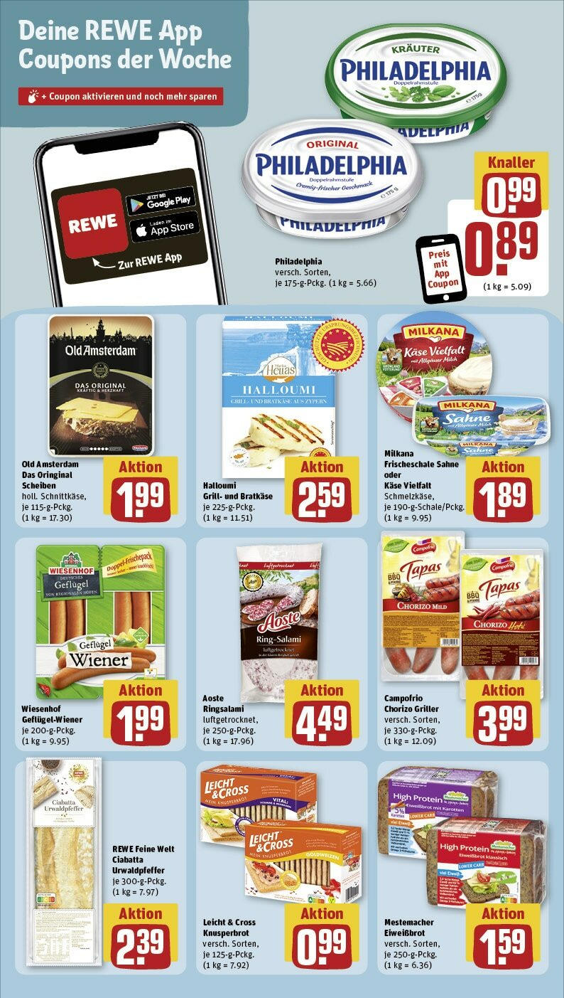 Rewe Prospekt 	 (ab 22.04.2024) zum Blättern » Angebote | Seite: 14 | Produkte: Grill, Milch, Käse, Chili