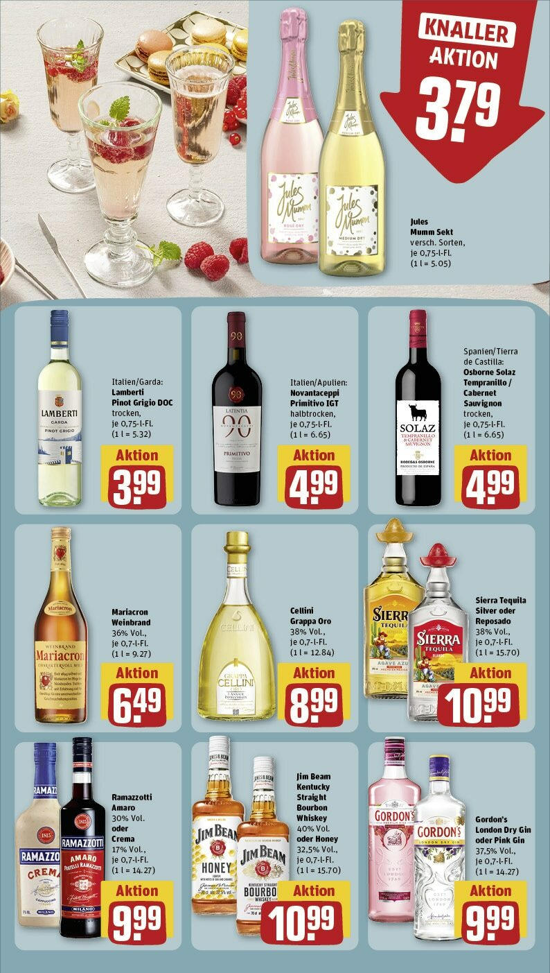 Rewe Prospekt 	 (ab 22.04.2024) zum Blättern » Angebote | Seite: 19 | Produkte: Sekt, Bourbon, Gin, Whiskey
