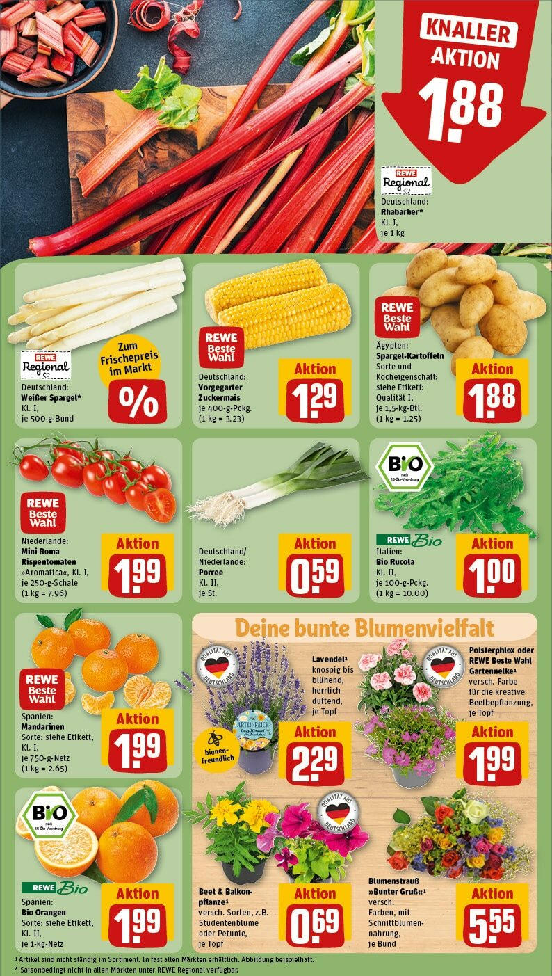 Rewe Prospekt 	 (ab 22.04.2024) zum Blättern » Angebote | Seite: 9 | Produkte: Rucola, Mandarinen, Orangen