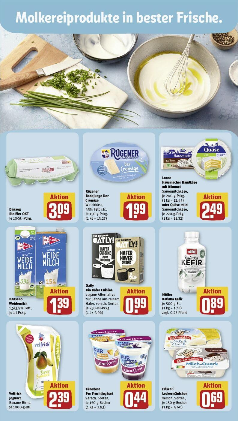 Rewe Prospekt 	 (ab 22.04.2024) zum Blättern » Angebote | Seite: 14 | Produkte: Kefir, Milch, Eier, Fruchtjoghurt