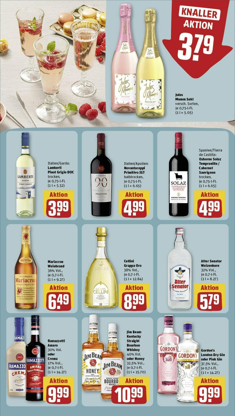 Rewe Prospekt 	 (ab 22.04.2024) zum Blättern » Angebote | Seite: 21 | Produkte: Sekt, Bourbon, Gin, Whiskey