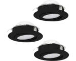 Hornbach LED Einbauleuchte Eglo PINEDA LED 5,5 W 1500 lm 3000 K 3-flammig Ø 84 mm schwarz IP 20 3 Stück ( 900749 )
