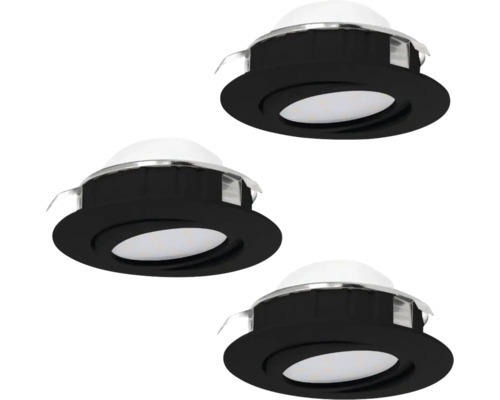 LED Einbauleuchte Eglo PINEDA LED 5,5 W 1500 lm 3000 K 3-flammig Ø 84 mm schwarz IP 20 3 Stück ( 900749 )