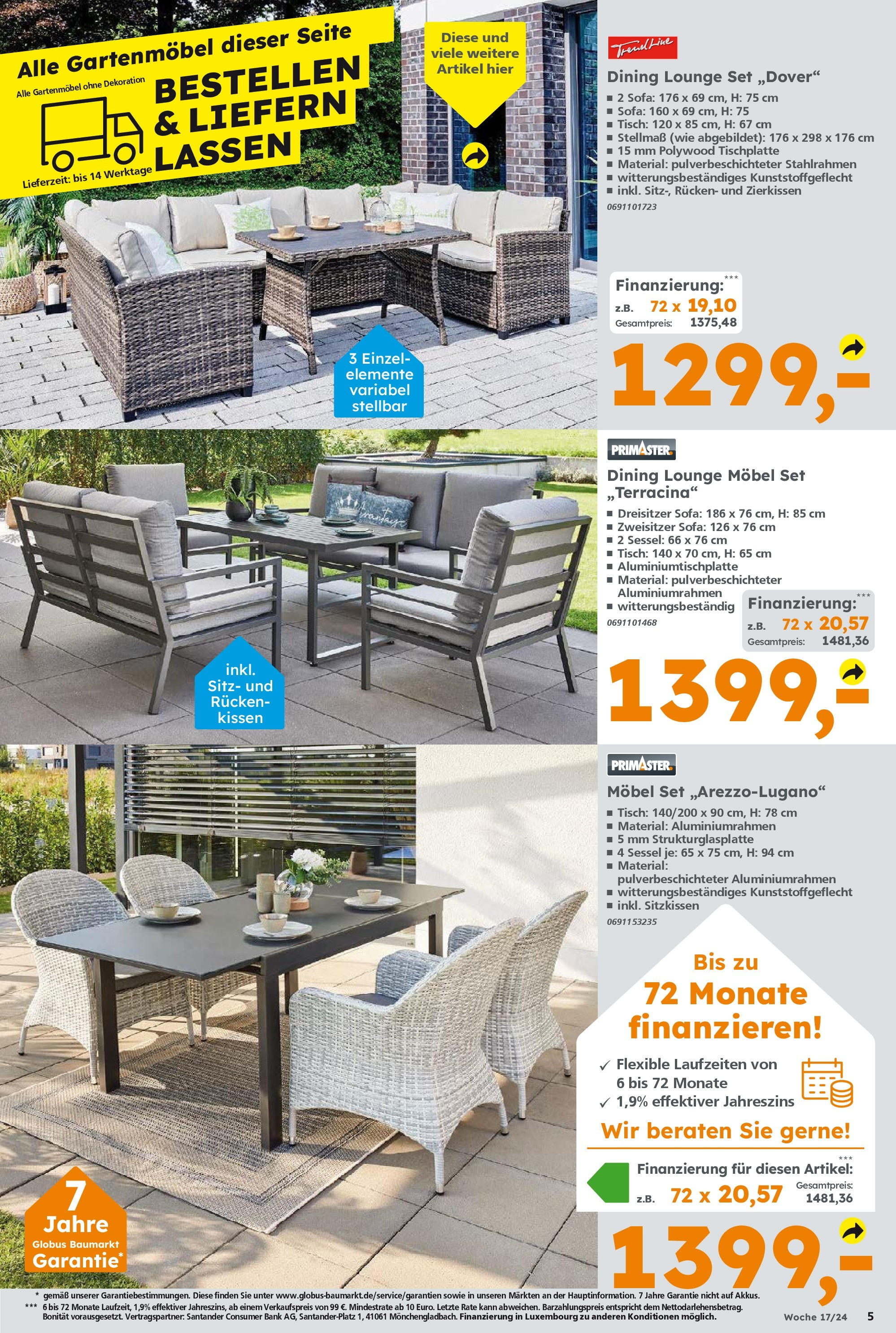 Globus Baumarkt - Sachsen (ab 22.04.2024) zum Blättern | Seite: 5 | Produkte: Sofa, Sessel, Tisch, Gartenmöbel