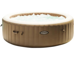 Aufblasbarer Whirlpool Intex Pure Spa 77 128426 Bubble Massage integriertes Kalkschutzsystem 120 Luftdüsen inkl. Thermoabdeckung beige