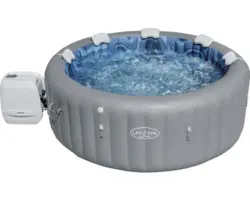 Aufblasbarer Whirlpool Bestway® LAY-Z-SPA® Whirlpool Santorini HydroJet Pro™ mit Massagesystem, 10 HydroJet™-Düsen, 180 AirJet™, Frostwächter und Erdungs-Erkennungssystem grau