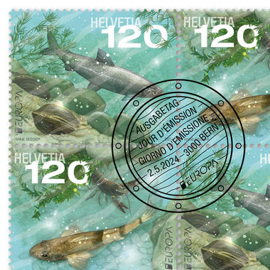 Briefmarken CHF 1.20 «EUROPA - Unterwasserfauna und -flora», Bogen mit 16 Marken