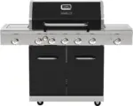 Hornbach Gasgrill Nexgrill 5 Brenner+Infrarotbrenner+Rückbrenner+Seitenbrenner schwarz inkl. Grillbesteckhalter, Hitzebeständiger Griff, Hochleistungshitzezone, Rückwandbrenner, Seitentisch, Warmhalterost Grillrost Gusseisen emailliert
