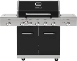 Gasgrill Nexgrill 5 Brenner+Infrarotbrenner+Rückbrenner+Seitenbrenner schwarz inkl. Grillbesteckhalter, Hitzebeständiger Griff, Hochleistungshitzezone, Rückwandbrenner, Seitentisch, Warmhalterost Grillrost Gusseisen emailliert