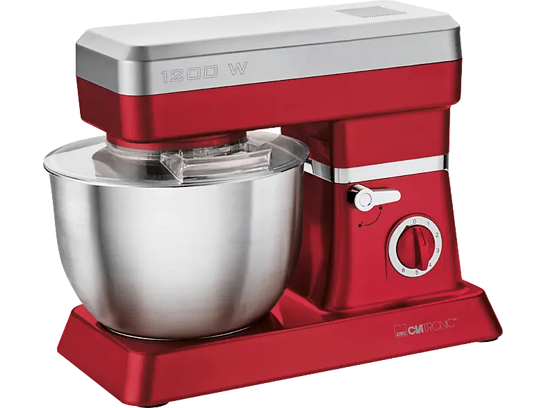 Clatronic KM 3630 Küchenmaschine Rot (Rührschüsselkapazität: 6,3 l, 1200 Watt)