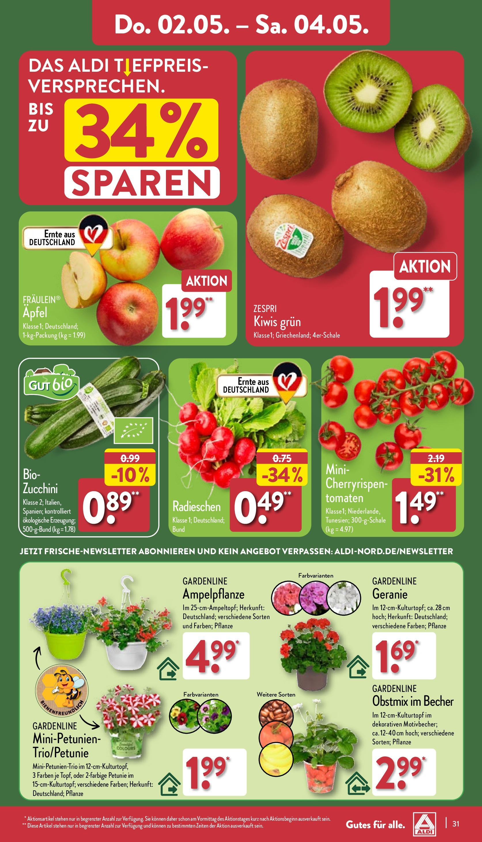 Aldi Prospekt 	 (ab 29.04.2024) » Angebote Online | Seite: 31 | Produkte: Äpfel, Tomaten