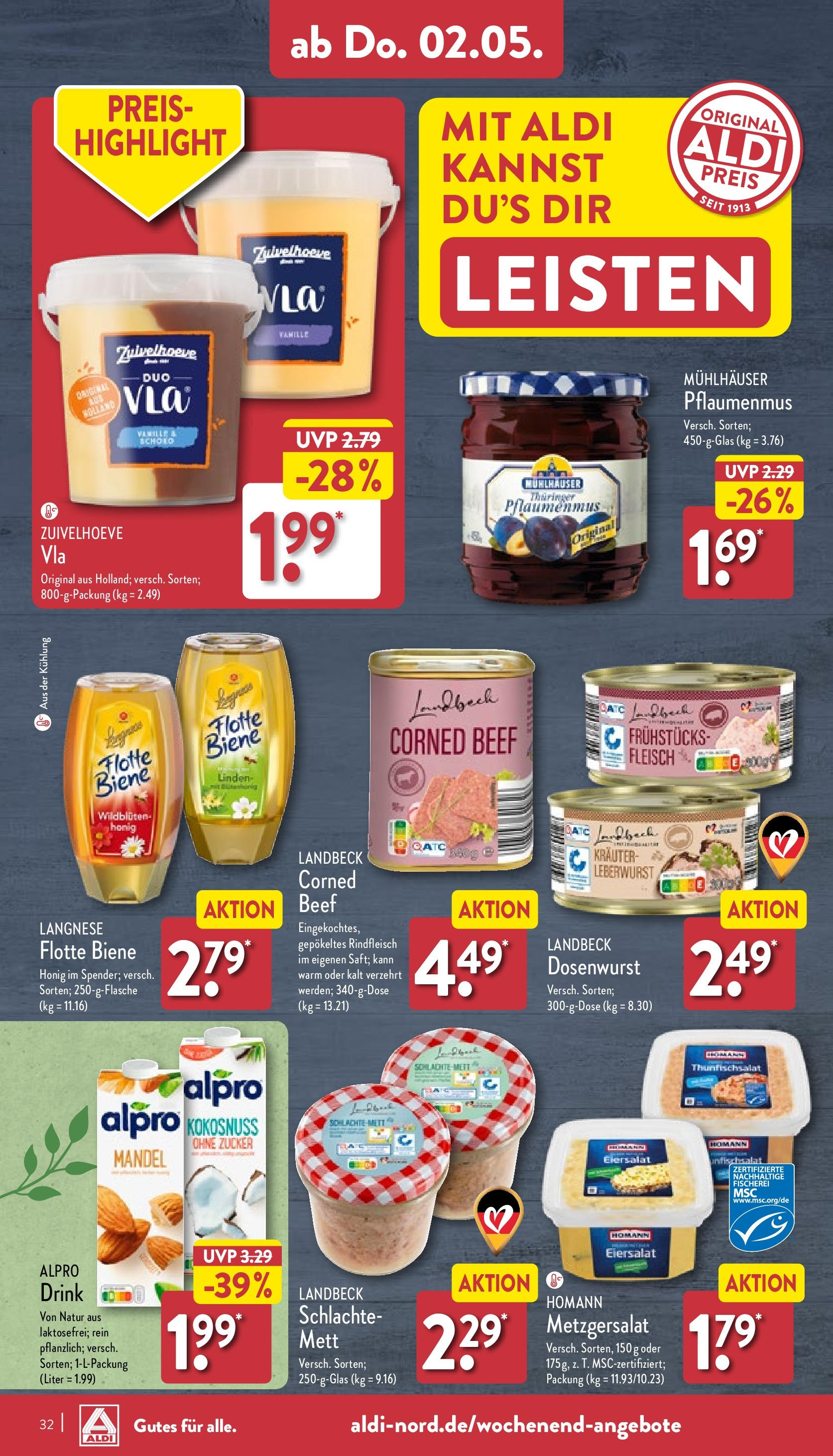 Aldi Prospekt 	 (ab 29.04.2024) » Angebote Online | Seite: 32 | Produkte: Zucker, Rindfleisch