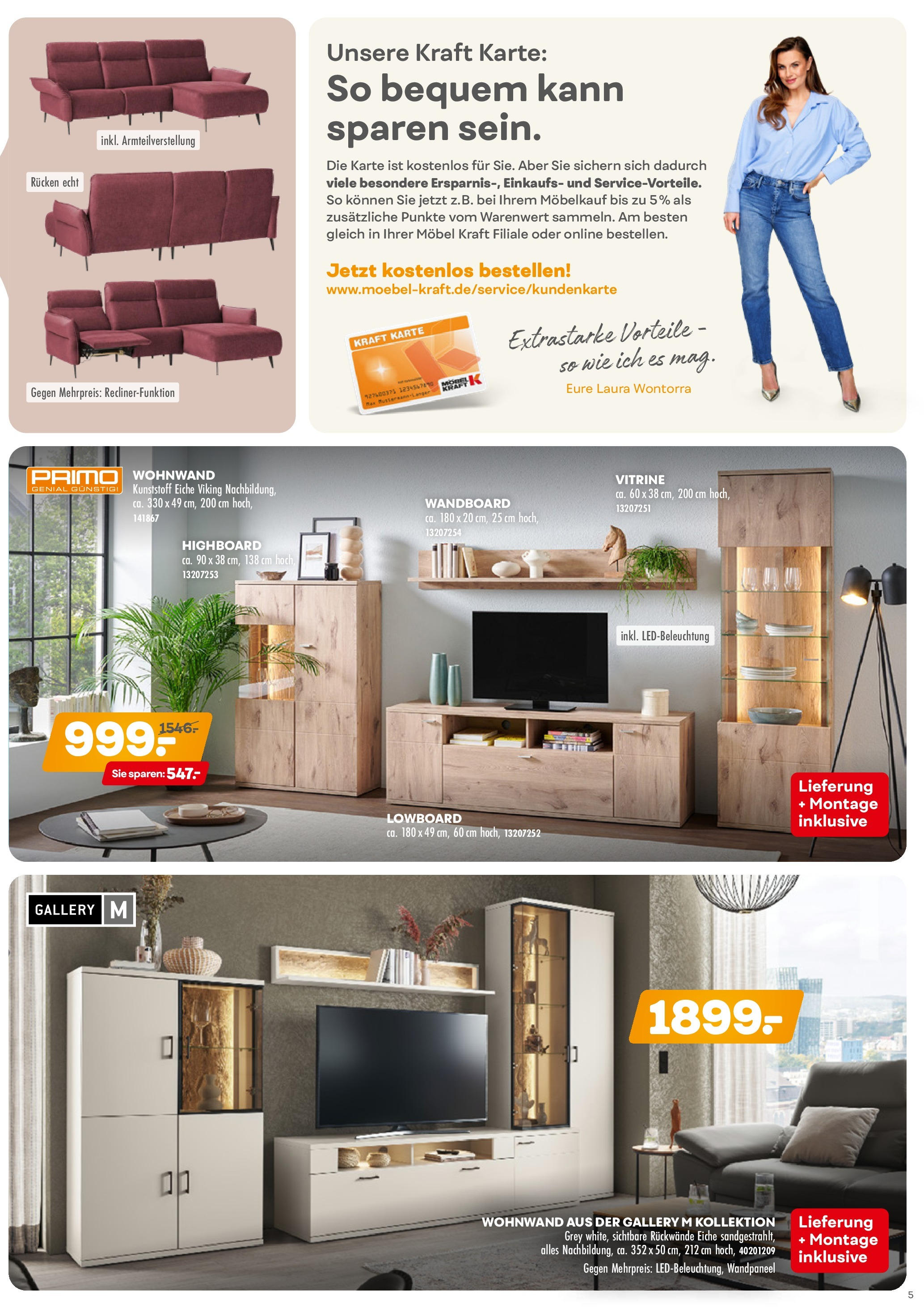 Möbel Kraft Prospekt 	 (ab 08.05.2024) zum Blättern | Seite: 5 | Produkte: Wohnwand, Lowboard, HIghboard, Wandboard