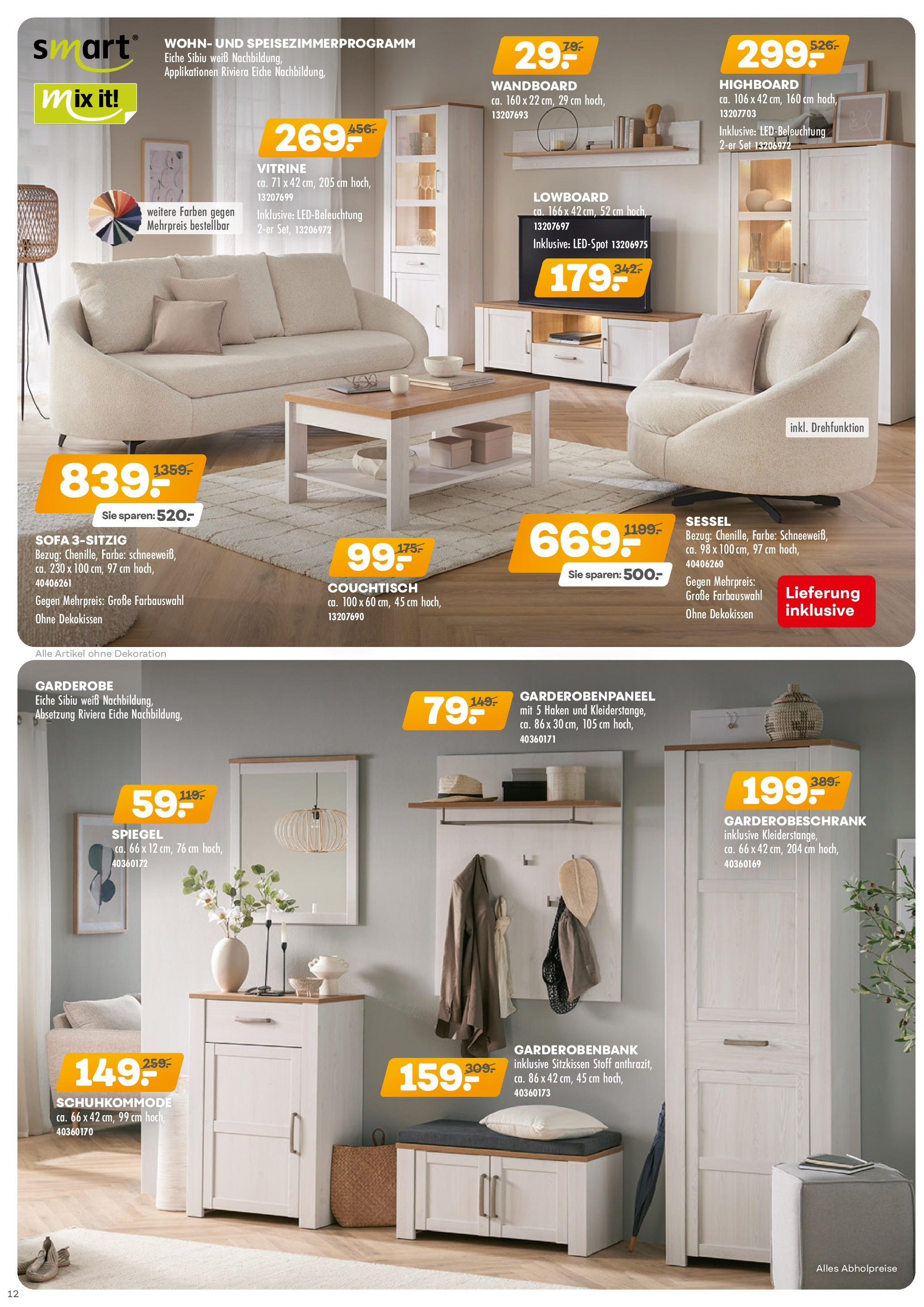 Möbel Kraft Prospekt 	 (ab 08.05.2024) zum Blättern | Seite: 12 | Produkte: HIghboard, Sofa, Sessel, Couchtisch