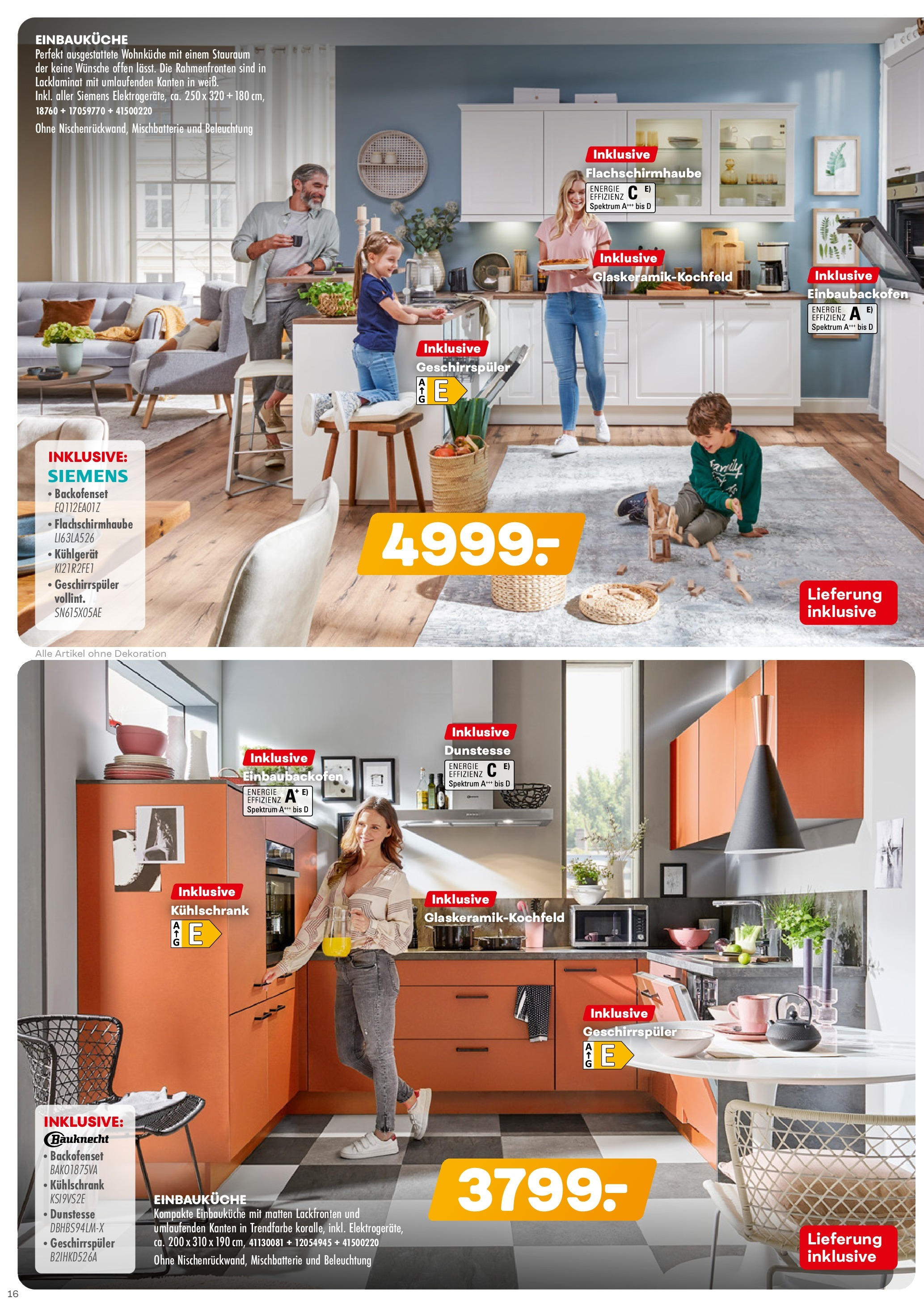Möbel Kraft Prospekt 	 (ab 08.05.2024) zum Blättern | Seite: 16 | Produkte: Siemens, Geschirrspüler, Einbauküche, Kühlschrank