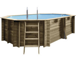 Aufstellpool Holzpool Gre oval 436x336x117 cm inkl. Sandfilteranlage, Skimmer und Leiter Holz