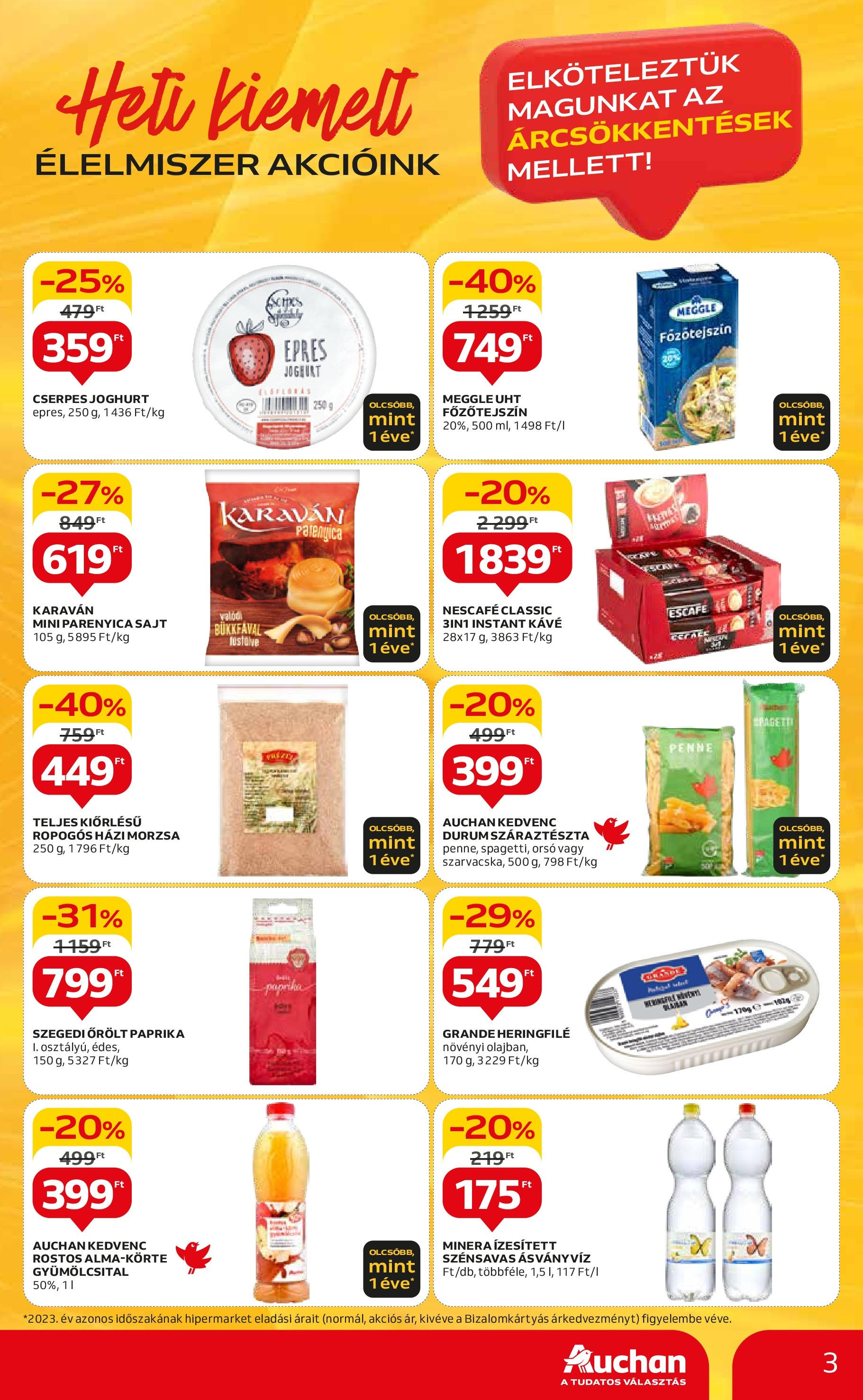 Auchan  Akciós újság - 2024.04.25. -tól/töl > akció, szórólap 🛍️ | Oldal: 3 | Termékek: Sajt, Joghurt, Parenyica sajt, Instant kávé
