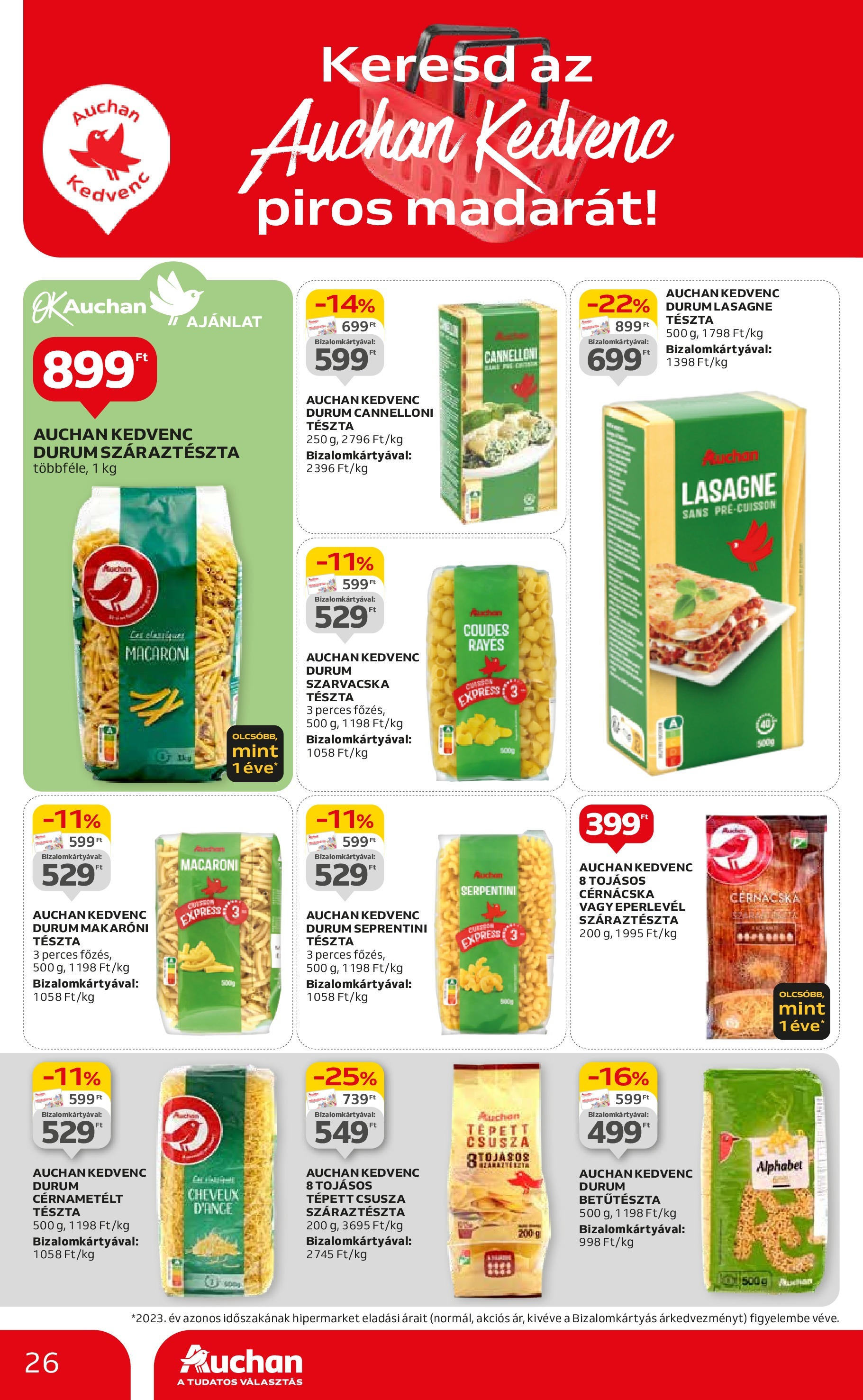 Auchan  Akciós újság - 2024.04.25. -tól/töl > akció, szórólap 🛍️ | Oldal: 26 | Termékek: Cannelloni, Tészta, Lasagne, Cérnametélt