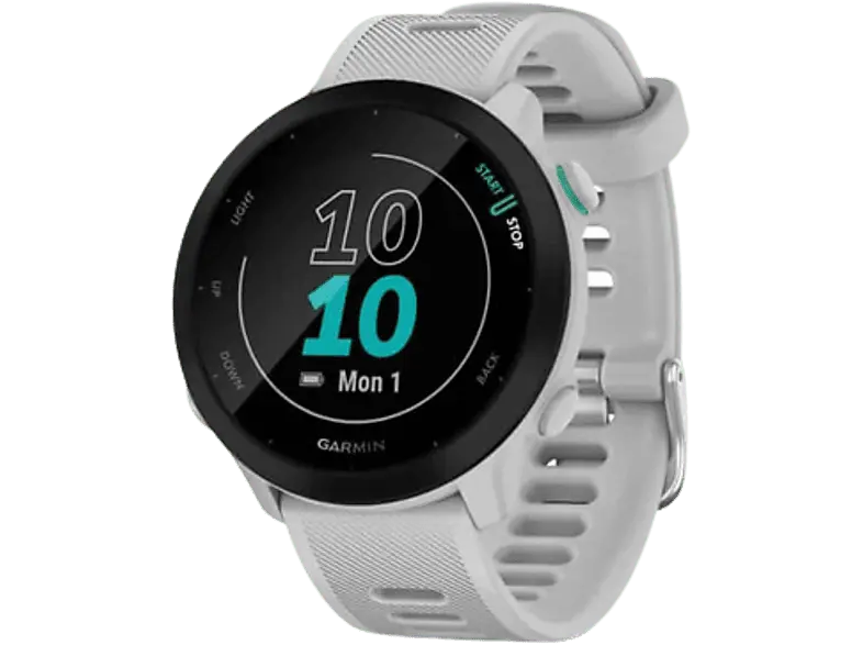 Garmin Smartwatch Forerunner® 55Steinweiß/Schwarz mit Silikon-Wechselarmband 20mm