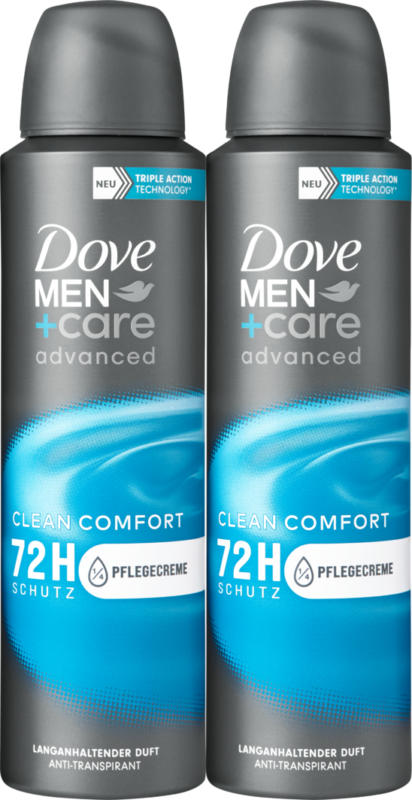 Spray antitraspirante Clean Comfort Dove Men + Care, 2 x 150 ml