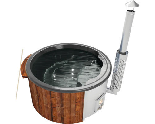 Aufstellbarer Whirlpool Buschbeck Saphir 180 mit Holzofen und Isolierabdeckung anthrazit