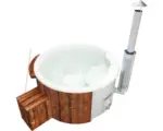 Hornbach Aufstellbarer Whirlpool Buschbeck Saphir UV 180 mit Filterstystem, Hydrodüsen, Holzofen und Isolierabdeckung weiß
