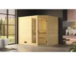 Hornbach Massivholzsauna Weka Valida Eck 3 inkl. 7,5 kW Ofen mit Fenster und Ganzglastüre aus Klarglas