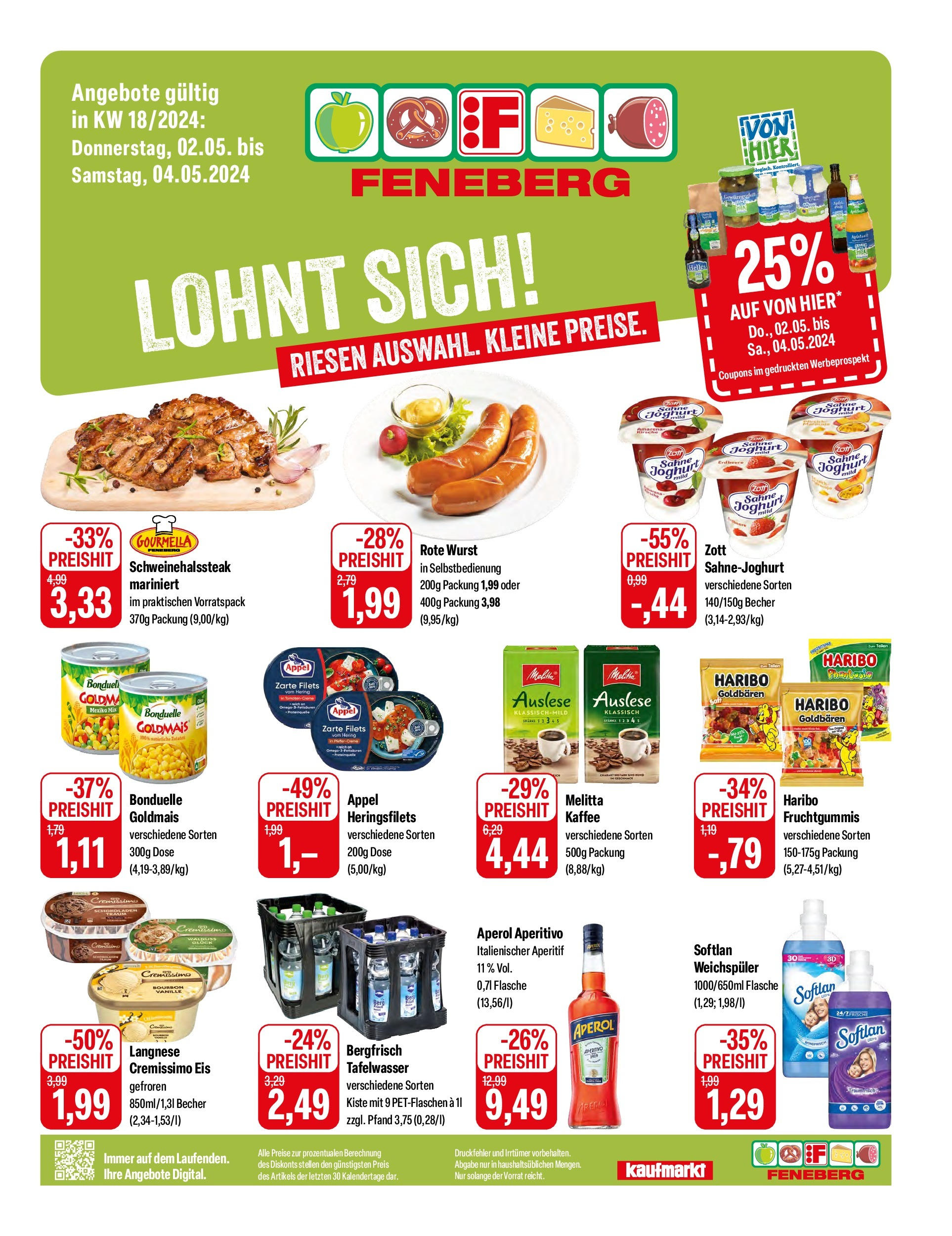 Feneberg Angebote (ab 02.05.2024) zum Blättern | Seite: 1 | Produkte: Melitta, Kaffee, Wurst, Sahne