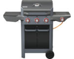 Hornbach Tenneker® Gasgrill Carbon 133,4 x 60,3 x 112,3 cm 3-Brenner + Seitenbrenner, gusseiserner Rost, Platform System schwarz