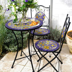 AXI Outdoor Living Bistroset Amélie Mosaik blau Metall B/H/L: ca. 60x92x60 cm