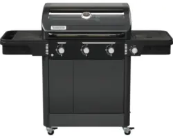 Tenneker® Gasgrill Halo Gasgrill Power Zone TG 3 156,4 x 61 x 117,5 cm 3-Brenner + Seitenbrenner, gusseiserner Rost, Platform System, Glaseinsatz im Deckel