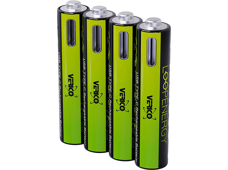 Verico LOOPEnergy AAA USB TYP-C Wiederaufladbare Batterie, 4er Pack; Akku