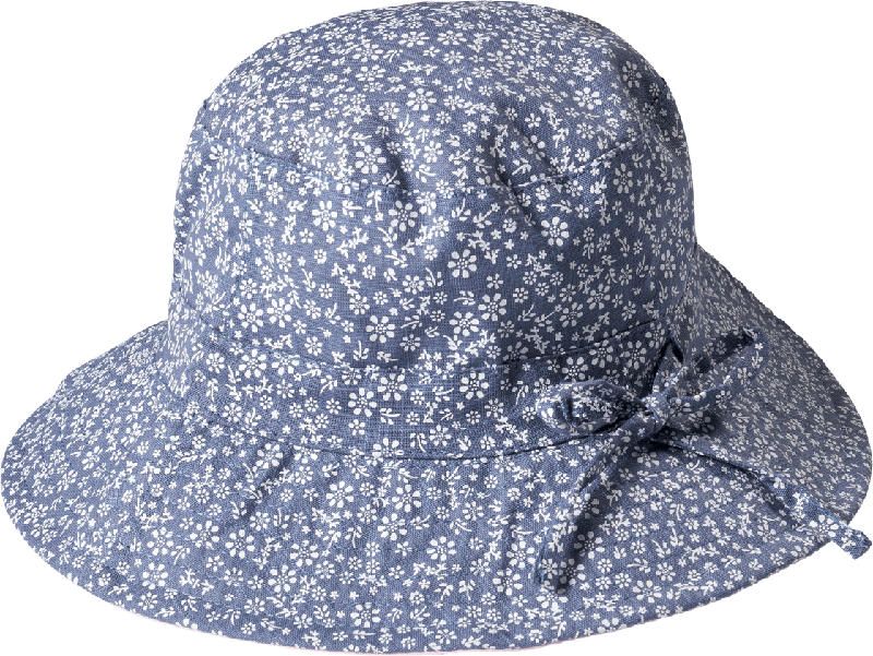 PUSBLU Hut mit Blumen-Muster, blau, Gr. 52/53