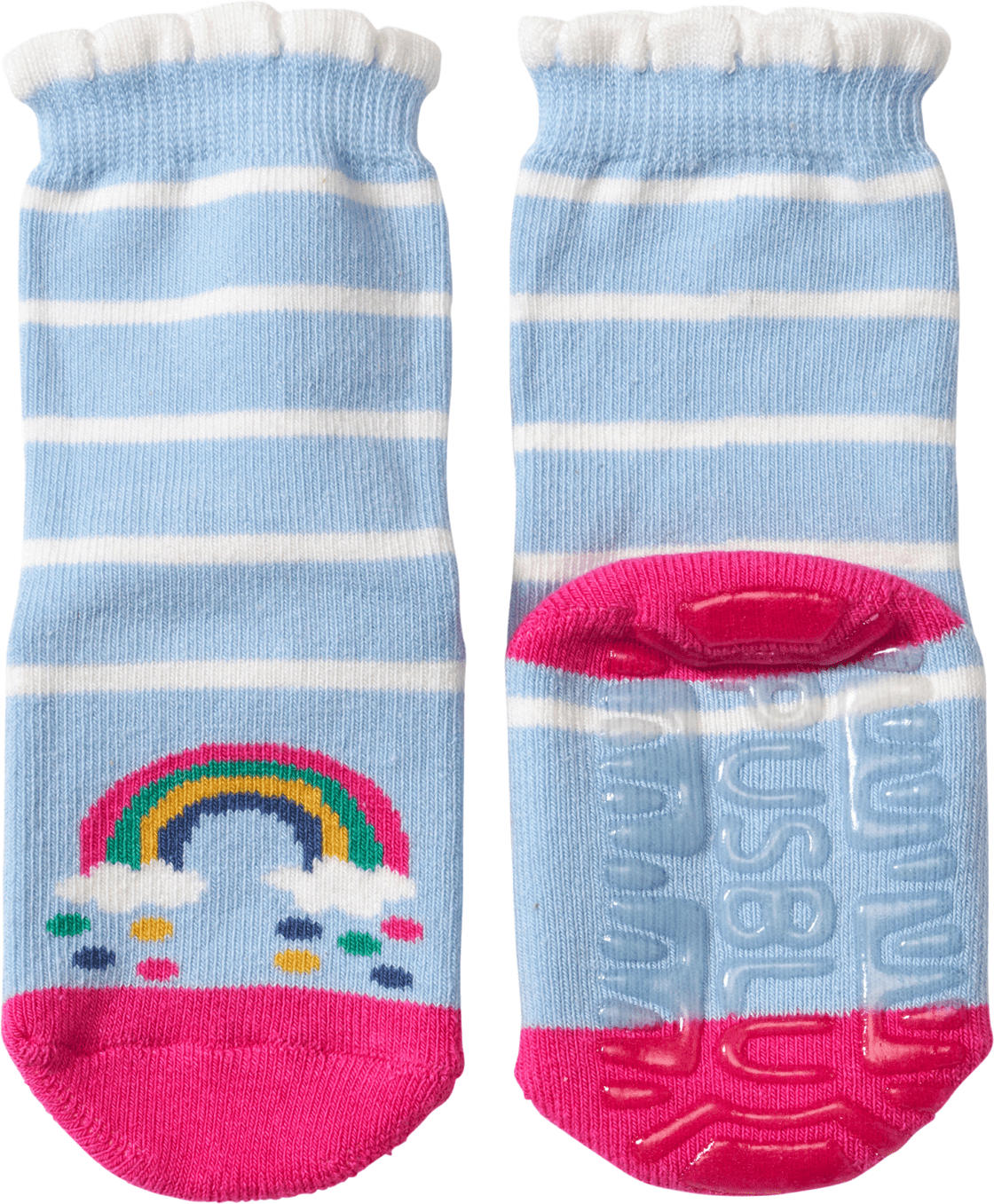 PUSBLU Stoppersocken mit Regenbogen-Motiv, blau, Gr. 21/22