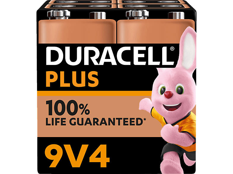 Duracell PLUS 9V (Alkaline) Batterie 4 Stück