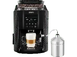 Krups Espresso-Kaffee-Vollautomat Schwarz EA 8160 Kaffeevollautomat (Schwarz, Integriertes, verstellbares Metall-Kegelmahlwerk, 15 bar)