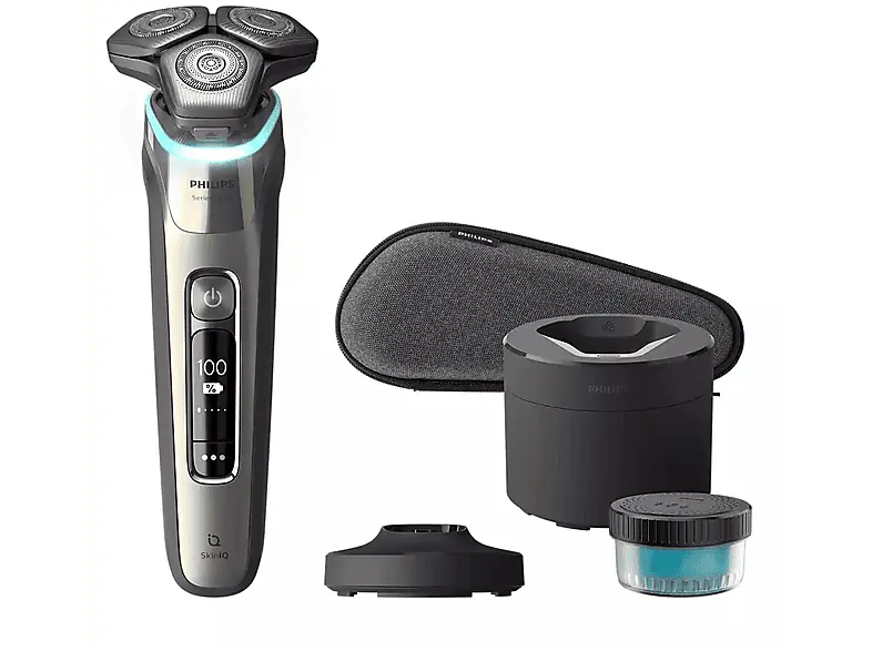 Philips S9983/55, Series 9000 Elektrischer Herrenrasierer (Akkubetrieb, Aschgold, Wet & Dry)