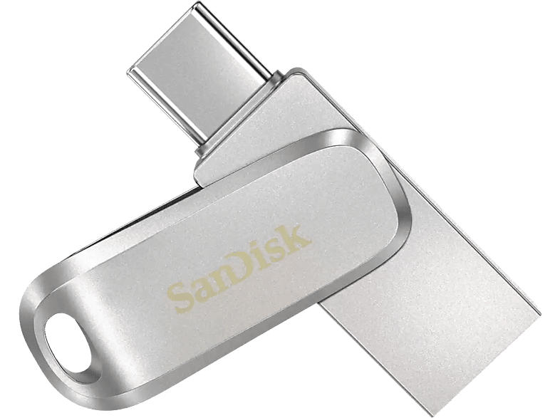 SandISK 256GB USB-Stick Ultra Dual Drive Luxe, USB-C/A 3.1 Gen1, R150, Metallgehäuse, Silber