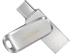 SanDisk 512GB USB-Stick Ultra Dual Drive Luxe, USB-C/A 3.1 Gen1, R150, Metallgehäuse, Silber