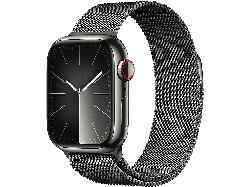Apple Watch Series 9 GPS + Cellular 41mm Edelstahlgehäuse, Milanaise Armband, Graphit; Smartwatch