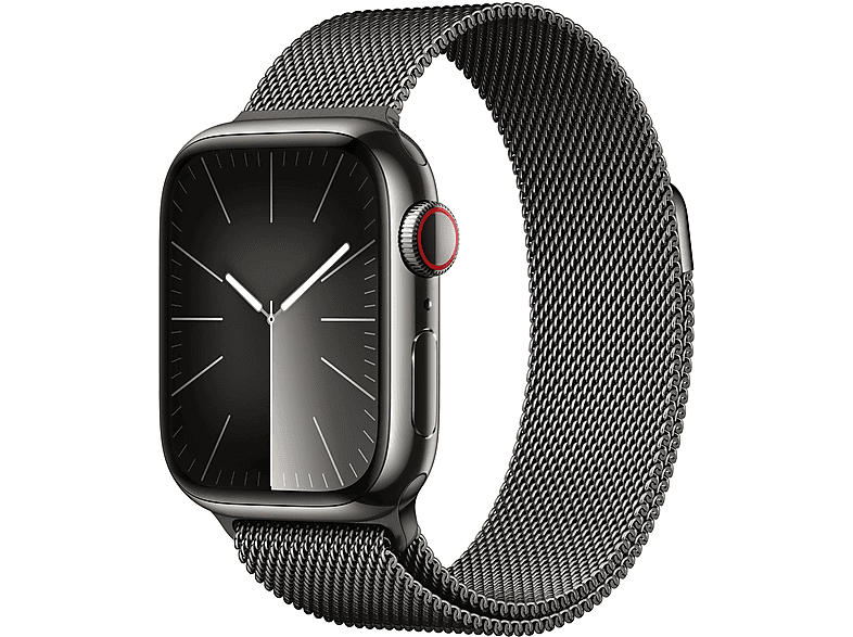 Apple Watch Series 9 GPS + Cellular 41mm Edelstahlgehäuse, Milanaise Armband, Graphit; Smartwatch