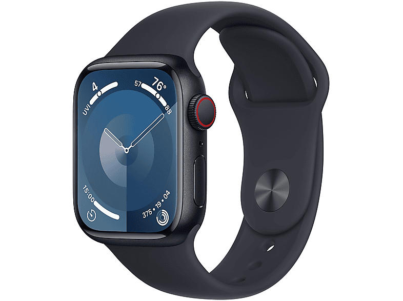 Apple Watch Series 9 GPS + Cellular 41mm Aluminiumgehäuse, Sportarmband S/M, Mitternacht; Smartwatch